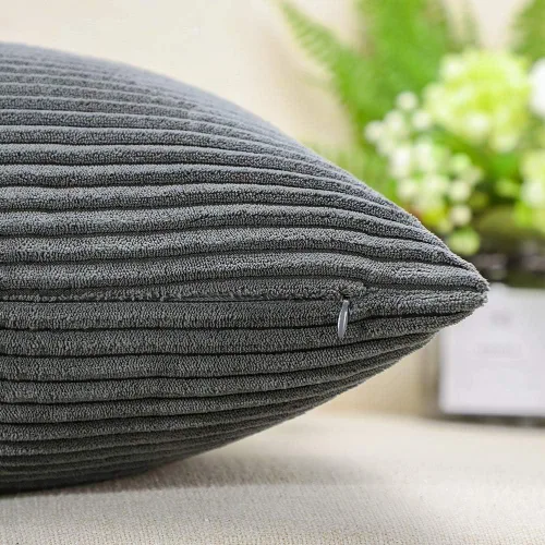 Vista 7 de Artscope Fundas de Almohada de Pana a Rayas Acogedoras Súper Suaves Decorativas Cuadradas Fundas de Cojín para Sofá Sillón Dormitorio Decoración