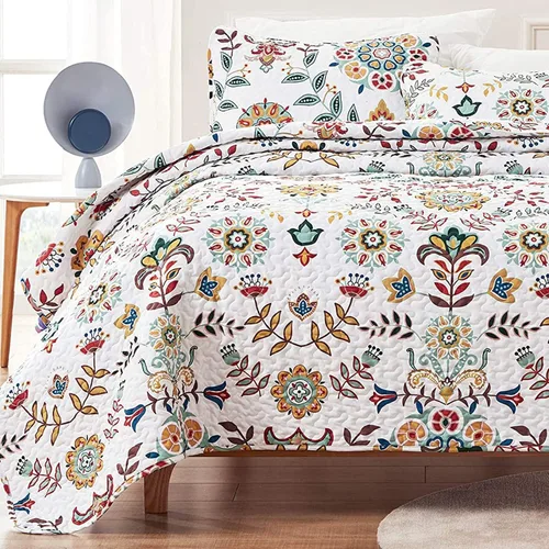 Vista 12 de SLEEP ZONE Juego de edredón estampado de 3 piezas, tamaño matrimonial/queen, juego de ropa de cama reversible ligero para todas las estaciones