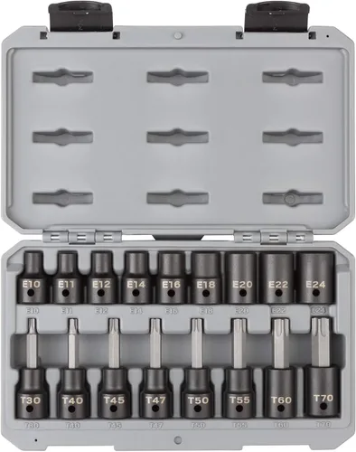 Vista 8 de TEKTON Juego de llaves de vaso de impacto Torx de 1/2 pulgada con riel, 8 piezas (T30-T70) SIB92102