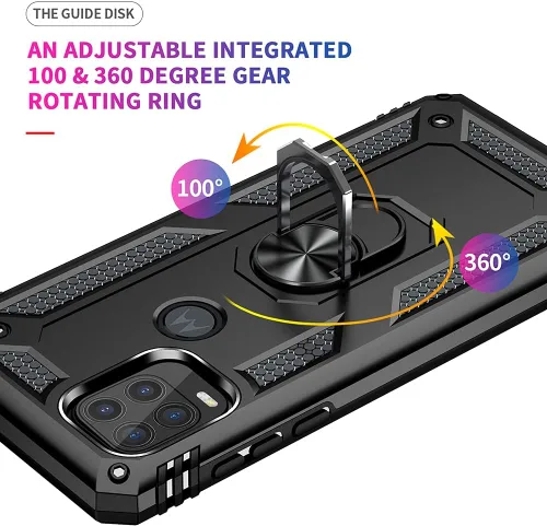Vista 5 de Androgate Funda compatible con Moto G Stylus 5G con protector de pantalla HD, soporte de anillo de grado militar, soporte para automóvil, prueba