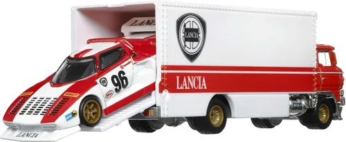 Vista 2 de Hot Wheels Coche Cultura Equipo Transporte Lancia Stratos Grupo 5 & Sakura Sprinter Diecast Car