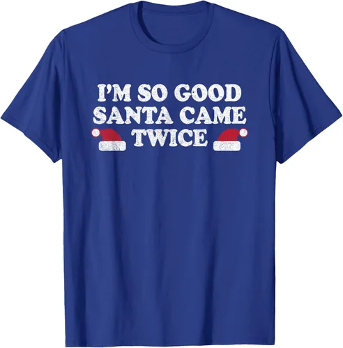 Vista 20 de Camiseta de Navidad con texto en inglés "I'm so good Santa came tware" Negro