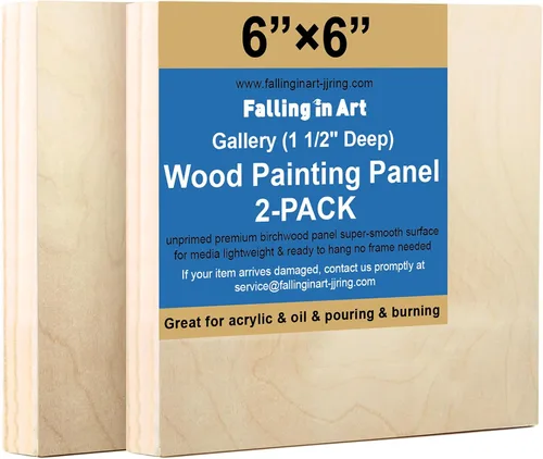 Vista 15 de Falling in Art Paquete de 2 paneles de lienzo de madera sin terminar, kit de paneles de madera de abedul de galería de 5 x 5, tablas de cuna de arte
