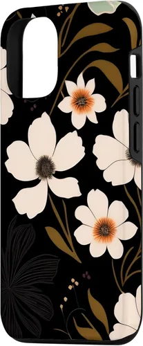 Vista 2 de Funda para iPhone 14 de flores silvestres botánicas de peonías verde oliva