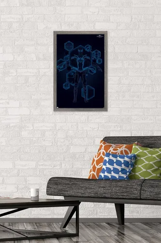 Vista 2 de Trends International Marvel Spider-Man: No Way Home - Póster técnico de pared, 22.4 pulgadas de largo x 14.7 pulgadas, versión enmarcada de madera