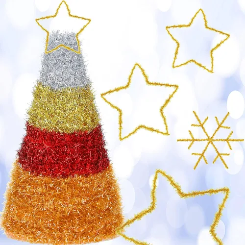 Vista 4 de Syhood Guirnalda de oropel de Navidad de 210 pies con purpurina fina, guirnalda metálica de oropel para festividades, decoración para árbol