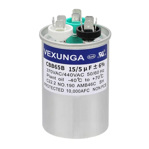 Vista 66 de VEXUNGA Capacitor Dual de Arranque Redondo A/C de 50/5 uF 50+5 MFD 370VAC o 440VAC CBB65 CBB65B Capacitores de Aire Acondicionado para Motor