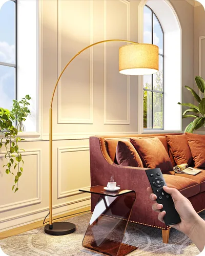 Vista 10 de EDISHINE Lámpara de pie moderna de arco de 78.3 pulgadas con control remoto, lámpara de pie negra alta con bombilla regulable continua y 5