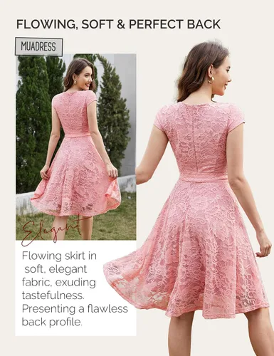 Vista 3 de MUADRESS - Vestido de encaje para mujer, para cóctel, boda y fiesta