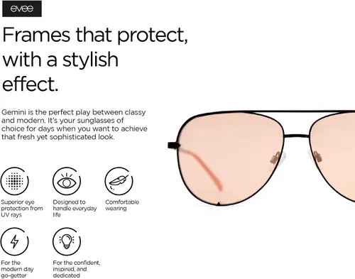 Vista 4 de EVEE Gafas de sol de aviador de metal a la moda con lentes de espejo reflectantes planos de gran tamaño (GEMINI)