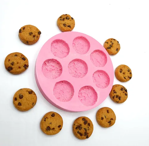 Vista 7 de Galletas de chispas de chocolate 8 cavidades Molde de galletas de chispas de chocolate molde de cera se derrite Multi-Proyecto Molde de silicona