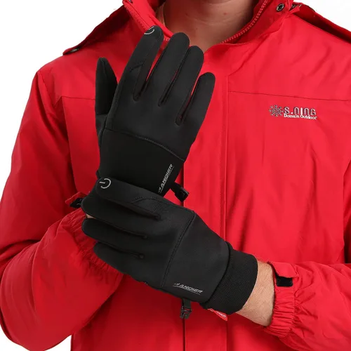 Vista 5 de Anqier Guantes de invierno, guantes cálidos resistentes al viento, para hombres y mujeres, para ciclismo, correr, actividades al aire libre, Negro