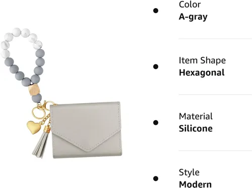 Vista 8 de Llavero de pulsera con cuentas de silicona elástica con bolsillo para tarjetas con cuentas llavero pulsera cartera
