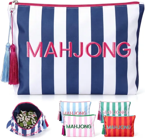 Vista 11 de Gilprop Bolsa de azulejos Mahjong a rayas, rojo y naranja, estándar