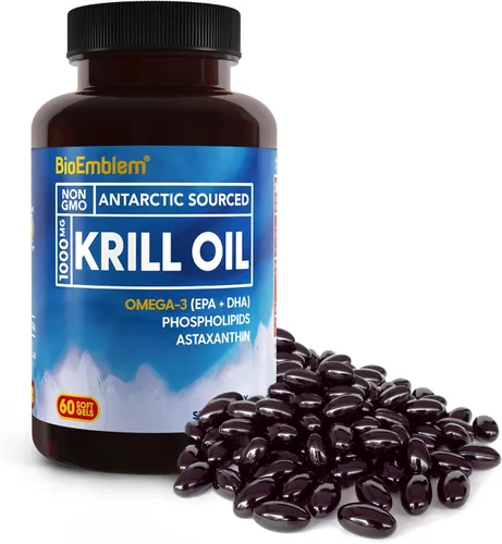 Vista 6 de BioEmblem Aceite de Krill Antártico - 1000 mg de aceite Omega-3, EPA, DHA, 180 cápsulas blandas 3pack_60 cápsula