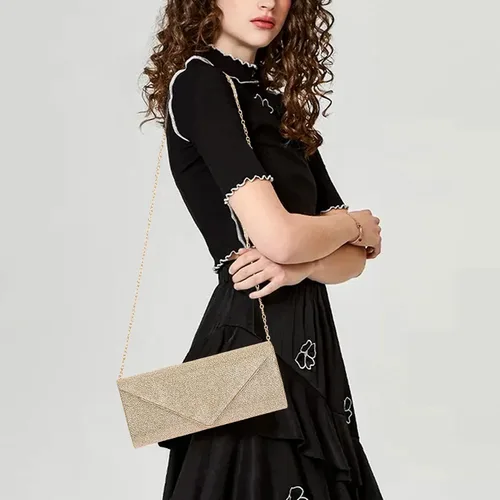 Vista 2 de Larcenciel Bolsos de mano para mujer, bolsa de noche brillante con cadena desmontable