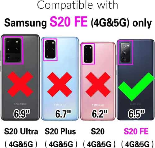 Vista 2 de Asuwish Funda compatible con Samsung Galaxy S20 FE y protector de pantalla de vidrio templado, ranura para tarjetero, función atril, cubierta