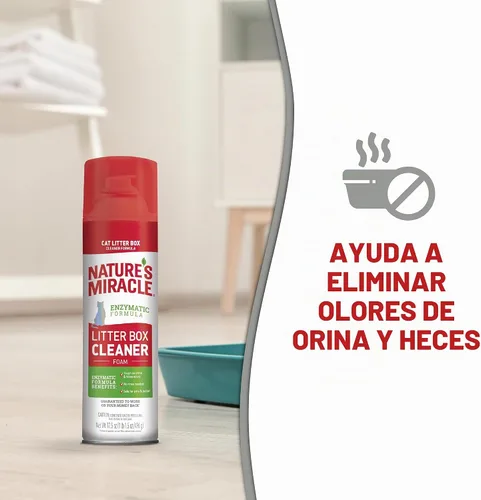 Vista 6 de Limpiador de bandeja de espuma Nature’s Miracle, resistente a los olores de orina de gato, fórmula enzimática, 17.5 oz (495 g)