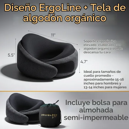 Vista 5 de Proglobe Luxe Travel - Almohada de apoyo para el cuello, 100% espuma