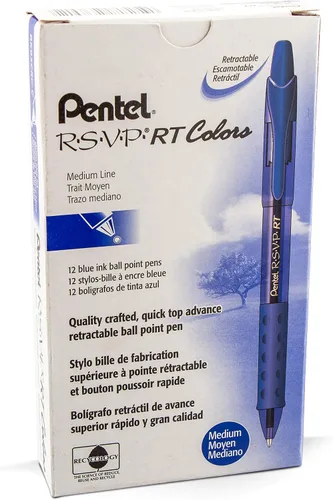 Vista 29 de Pentel RSVP RT Colors - Bolígrafo retráctil (1.0mm) trazo medio, color rosa, barril, tinta rosa, caja de 12 (BK93CRP-P)
