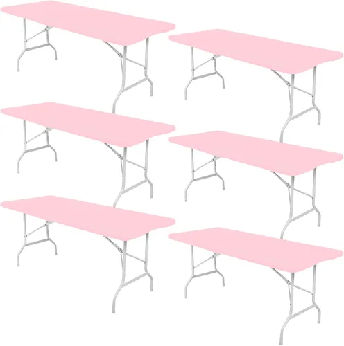 Vista 9 de Paquete de 6 manteles rectangulares de elastano para mesas rectangulares de 6 pies, mantel elástico ajustable lavable con borde elástico para Negro
