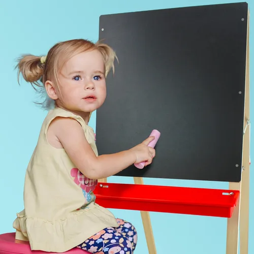 Vista 3 de Flipside Products Pizarra negra para niños y caballete blanco de borrado en seco, plegable para niños, dibujo en aula, pizarra blanca