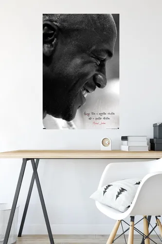 Vista 4 de Michael Jordan - Póster de pared Always Positive, 34 pulgadas de largo x 22.4 pulgadas de ancho, versión sin marco