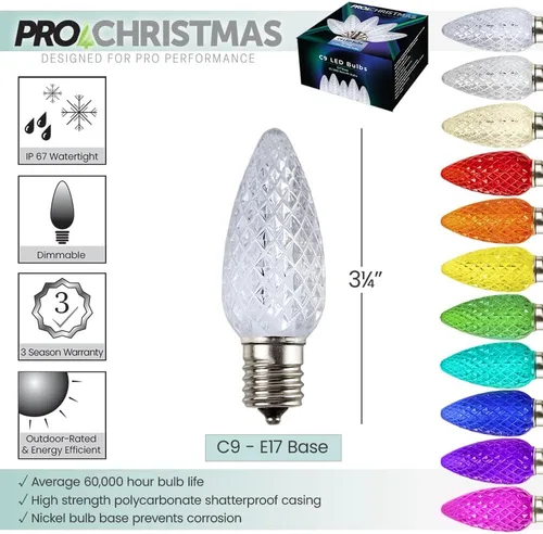 Vista 2 de Pro Christmas C9 - Kit de luces LED de Navidad para techos y caminos, corte a medida, grado comercial al aire libre