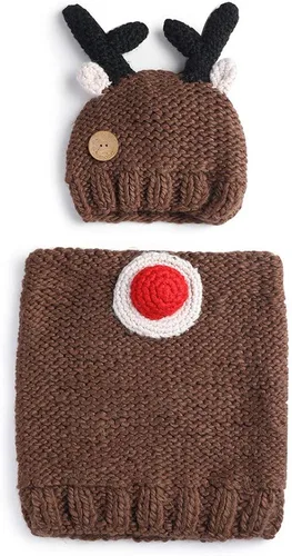 Vista 3 de Sumolux - Gorros tejidos cálidos de invierno y otoño para niños con capucha, diseño de animales, zorro