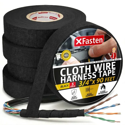 Vista 15 de XFasten Cinta de arnés de cables, 1.3 pulgadas x 50 pies, arnés de cableado de alta temperatura, cinta eléctrica de tela de fieltro autoadhesiva