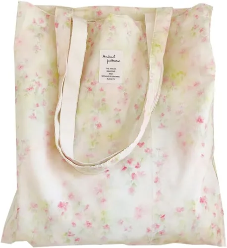 Vista 50 de Floral Canvas Tote Bag Double-Sided Printed Cloth Cotton Tote Floral Shoulder Bags for Beach Travel Shopping Grocery
