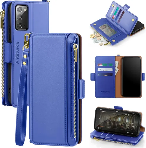 Vista 15 de Antsturdy Funda tipo cartera compatible con Samsung Galaxy Note 20 5G con tarjetero para mujeres y hombres, funda de teléfono con bloqueo RFID, piel