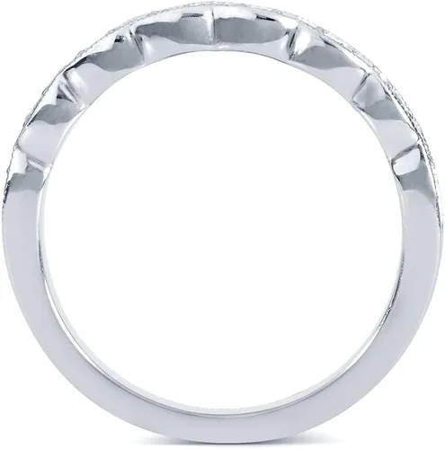 Vista 3 de Alianza de boda Kobelli de diamante de talla redonda de 16 quilates (ctw) en oro blanco de 14 k