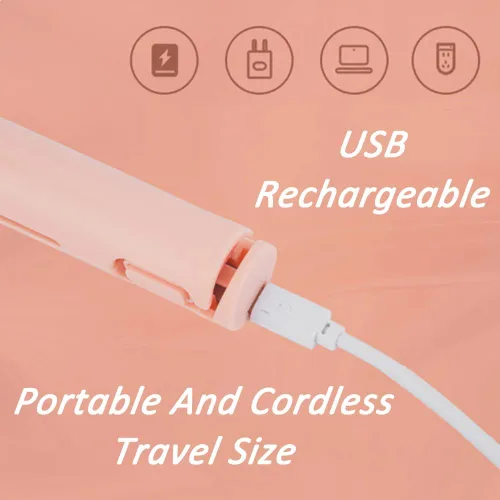 Vista 4 de RJDJ Mini rizador de doble propósito, alisador y rizador de pelo 2 en 1, calentador de cerámica, portátil, recargable por USB, adecuado para cabello