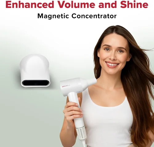 Vista 5 de Growell Secador de pelo iónico con difusor para cabello rizado, ondulado, profesional de alta velocidad, sin escobillas, para secado rápido, bajo