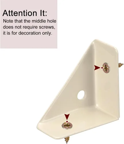 Vista 4 de uxcell 10 soportes de esquina angulares de 1.496 pulgadas x 1.496 pulgadas, soportes de acero laminado en frío con tornillos para borde de Beige