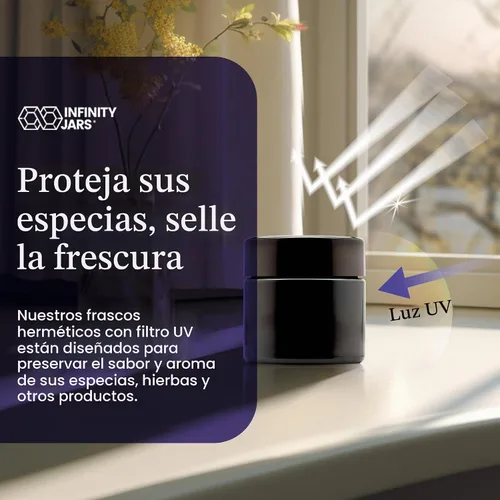 Vista 5 de Infinity Jars Tarro alto de cristal negro 3.4 fl oz, hermético ultravioleta