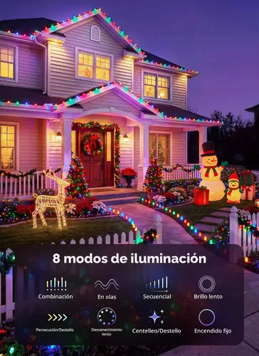 Vista 4 de Luces de Navidad C9 para exteriores, 81 pies, 100 luces LED C9
