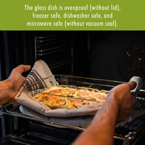 Vista 8 de ZWILLING Fresh & Save Recipiente sellador al vacío mediano, cacerola con tapa, bandeja para brownies, bandeja para lasaña, bandeja para pizza, 9.5 x