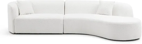 Vista 3 de Sofá curvado de 126 pulgadas, moderno sofá boucle, cómodo sofá nube, sofá de lujo de 4 asientos con almohadas para sala de estar/apartamento