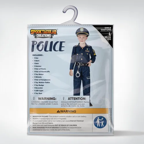 Vista 6 de JOYIN Disfraz de Halloween de policía para niños, disfraz de oficial de policía para niños, atuendo de policía para niños para juego de rol