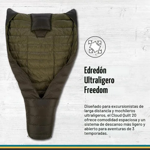 Vista 2 de Sierra Designs Cloud - Saco de dormir de 20 grados DriDown ultraligero sin cremallera para mochileros y camping
