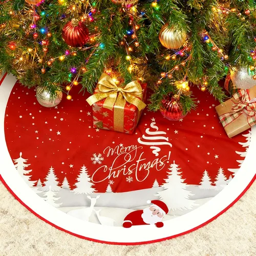 Vista 7 de Falda de Árbol de Navidad Agaxozwb a Cuadros de Búfalo, Falda de Árbol de Navidad Copo de Nieve Gruesa para Árbol de Navidad, Decoraciones de Árbol