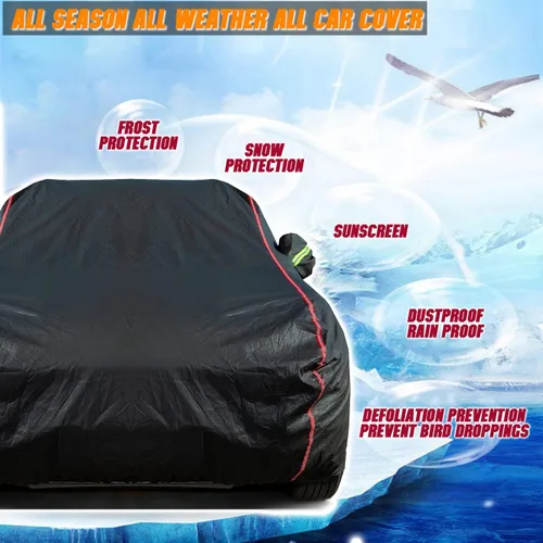 Vista 7 de Funda de Coche Transpirable de Nuevo Material, Funda Impermeable para Coche, Puertas con Candados y Cremalleras, Protección UV Impermeable