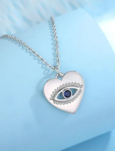 Vista 2 de INFUSEU Collares de plata de ley contra el mal de ojo para mujeres y niñas, regalos únicos de amuleto de protección