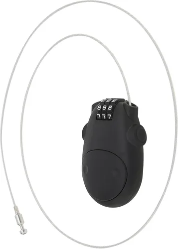 Vista 2 de Cerradura de cable de combinación, cerraduras de equipaje con cable de acero retráctil de 30 pulgadas, cerradura de viaje combinada con mini