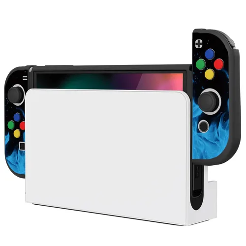 Vista 8 de PlayVital ZealProtect - Funda protectora suave para Nintendo Switch OLED, protector flexible Joycon Grip Cover para Nintendo Switch OLED con tapas