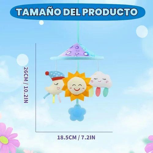 Vista 4 de Cochecito de bebé juguetes móviles, juguetes de cochecito con sonajero suave para 0 meses + (cielo)