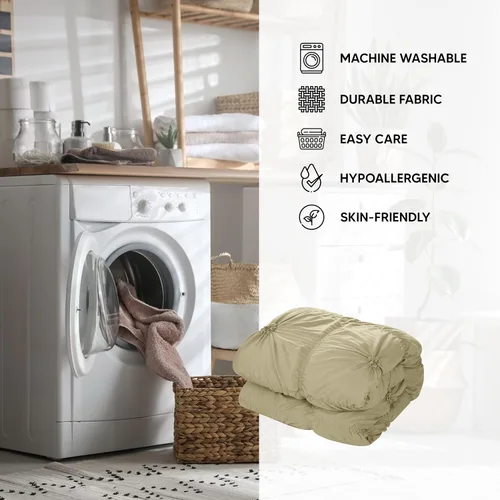 Vista 9 de Chic Home Juego de edredón de color gris topo, tamaño King (6 piezas), Halpert - Ropa de cama de microfibra plisada con diseño de pintuck, fundas