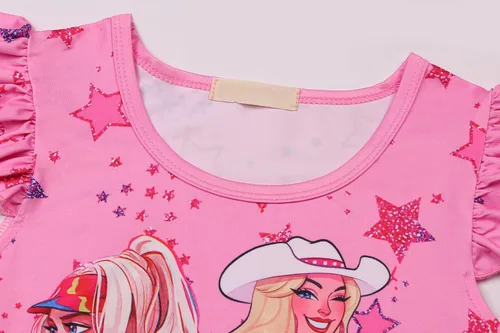 Vista 3 de Vestido de disfraz para niñas, con dibujos animados, manga con volantes, traje de verano, fiesta de cumpleaños, juguete de regalo